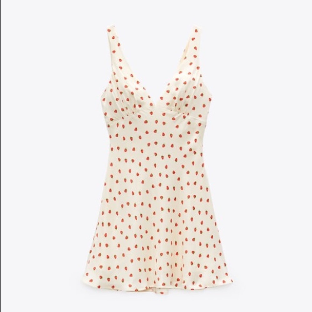 Zara strawberry satin slip dress